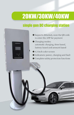 20 kW di potenza di uscita con connettore singolo stazione di ricarica mobile a corrente continua per la ricarica EV montata a parete