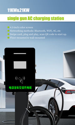 Stazione di ricarica per auto elettrica a corrente alternata montata a parete con schermo da 11 kW a 21 kW di potenza