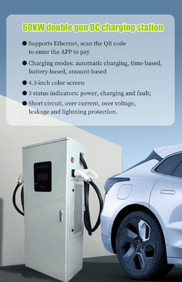 60kw doppio connettore corrente continua di uscita stazione di ricarica elettrica veloce montata a pavimento